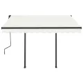Auvent manuel rétractable avec LED 3,5x2,5 m Crème
