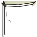 Auvent manuel rétractable avec LED 3,5x2,5 m Crème