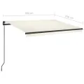 Auvent manuel rétractable avec LED 3,5x2,5 m Crème