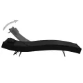 Chaise longue 2 pcs et table Résine tressée et textilène Noir