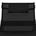 Chaise longue 2 pcs et table Résine tressée et textilène Noir
