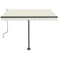 Auvent manuel rétractable avec LED 350x250 cm Crème