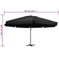 Parasol de jardin avec mât en aluminium 500 cm noir