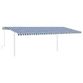Auvent manuel rétractable avec poteaux 6x3 m Bleu et blanc