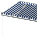 Auvent manuel rétractable avec poteaux 6x3 m Bleu et blanc