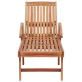 Chaise longue avec coussin gris Bois de teck solide