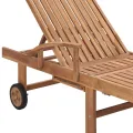 Chaise longue avec coussin gris Bois de teck solide