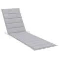 Chaise longue avec coussin gris Bois de teck solide