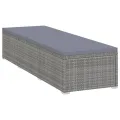 Chaise longue avec coussin Résine tressée Gris