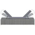 Chaise longue avec coussin Résine tressée Gris