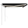 Auvent automatique capteur de vent et LED 5x3 m Anthracite
