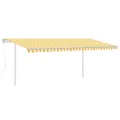 Auvent automatique capteur de vent et LED 5x3,5m Jaune et blanc