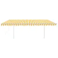 Auvent automatique capteur de vent et LED 5x3,5m Jaune et blanc