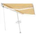 Auvent automatique capteur de vent LED 500x350cm Jaune et blanc