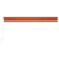 Auvent manuel rétractable avec LED 600x350 cm Orange et marron