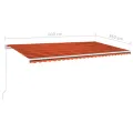 Auvent manuel rétractable avec LED 600x350 cm Orange et marron