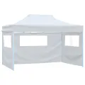 Tente pliable de réception avec 4 parois 3 x 4,5 m Blanc