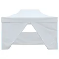 Tente pliable de réception avec 4 parois 3 x 4,5 m Blanc