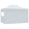 Tente pliable de réception avec 4 parois 3 x 4,5 m Blanc
