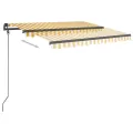 Auvent rétractable automatique et poteaux 3x2,5m Jaune et blanc