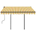 Auvent rétractable automatique et poteaux 3x2,5m Jaune et blanc