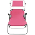 Chaise longue avec auvent acier rose