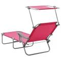 Chaise longue avec auvent acier rose