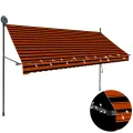 Auvent manuel rétractable avec LED 300 cm Orange et marron
