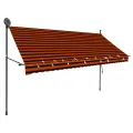 Auvent manuel rétractable avec LED 300 cm Orange et marron