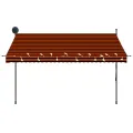 Auvent manuel rétractable avec LED 300 cm Orange et marron