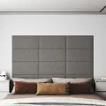 Panneaux muraux 12 pcs Gris clair 60x30 cm Tissu 2,16 m²
