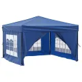 Tente de réception pliable avec parois Bleu 3x3 m