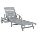 Chaise longue de jardin avec coussin Bois d'acacia solide