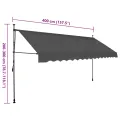 Auvent manuel rétractable avec LED 400 cm Anthracite