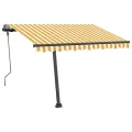 Auvent manuel rétractable avec LED 300x250 cm Jaune et blanc
