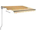 Auvent manuel rétractable avec LED 300x250 cm Jaune et blanc