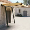 Auvent manuel rétractable avec LED 3x2,5 m Jaune et blanc