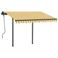 Auvent manuel rétractable avec LED 3x2,5 m Jaune et blanc
