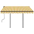 Auvent manuel rétractable avec LED 3x2,5 m Jaune et blanc