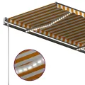 Auvent manuel rétractable avec LED 3x2,5 m Jaune et blanc