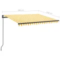 Auvent manuel rétractable avec LED 3x2,5 m Jaune et blanc