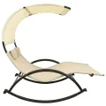 Chaise longue double avec auvent Textilène Crème