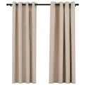 Rideaux occultants aspect lin avec œillets 2pcs beige 140x175cm