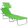 Chaise longue pliable avec auvent vert aluminium