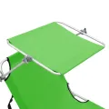 Chaise longue pliable avec auvent vert aluminium
