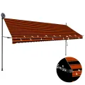 Auvent manuel rétractable avec LED 400 cm Orange et marron