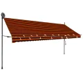 Auvent manuel rétractable avec LED 400 cm Orange et marron