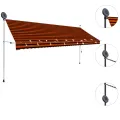 Auvent manuel rétractable avec LED 400 cm Orange et marron