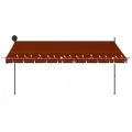 Auvent manuel rétractable avec LED 400 cm Orange et marron