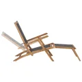 Chaise de terrasse avec repose-pied Bois de teck solide Noir